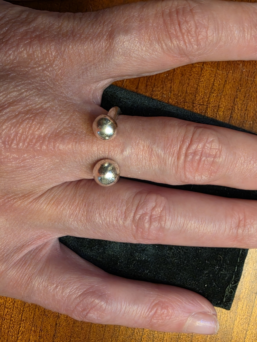 Elegant Open Band Silver Ball Ring - Women's Jewelry